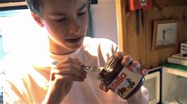 Joe tests hie Nutella after a second spell in the Microwave - it went solid in the fridge overnight